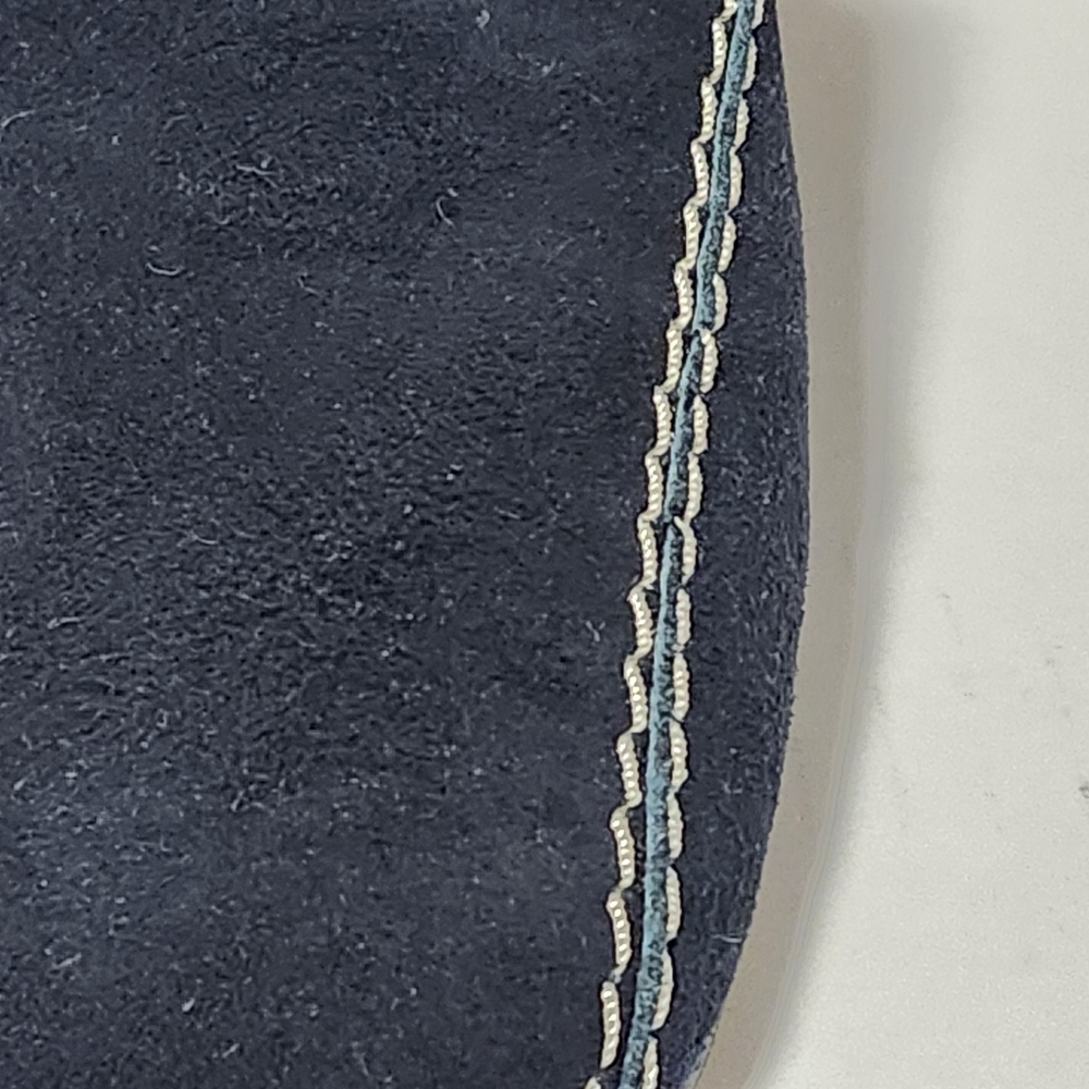 Vintage Laura Ashley Leather Blue Suede Loafers Heels Shoes 37 7 - Picture 5 of 8